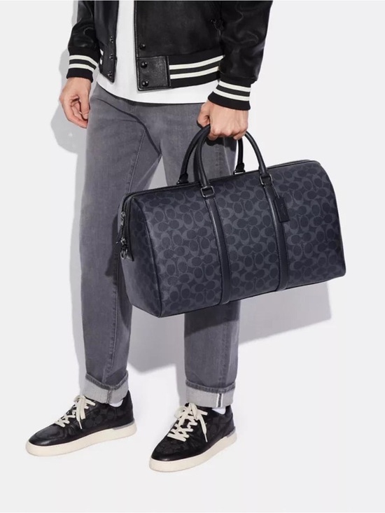 Coach Other - Coach Venturer Men's Signature Canvas Duffel in Charcoal and Black C5305